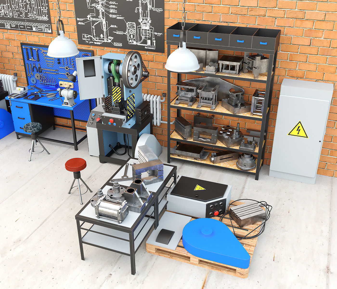 K2118B mechanical press - Collection for industrial interior two 3D model_10