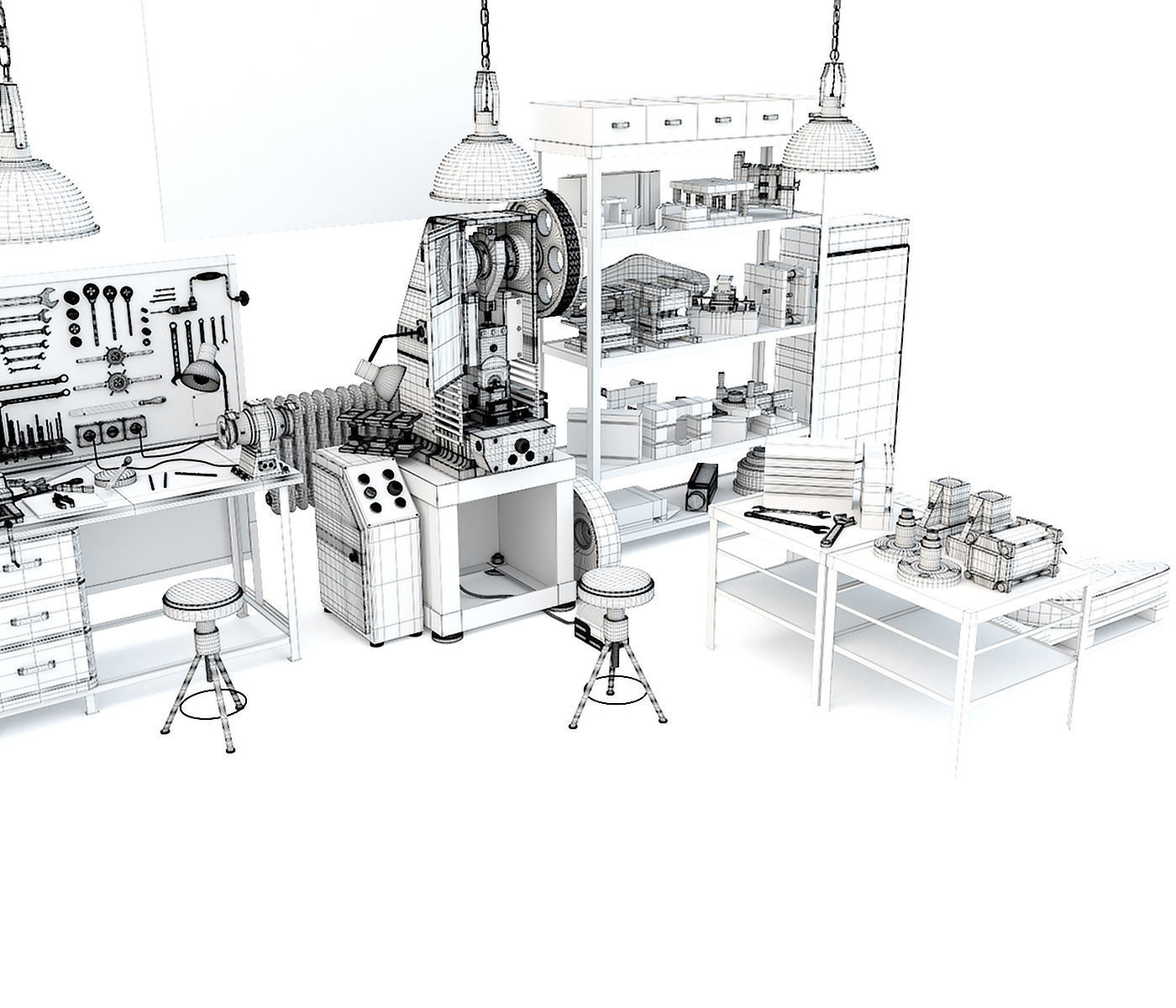 K2118B mechanical press - Collection for industrial interior two 3D model_40