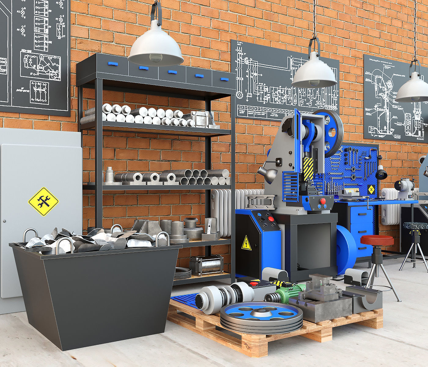 K2118B mechanical press - Collection for industrial interior two 3D model_16
