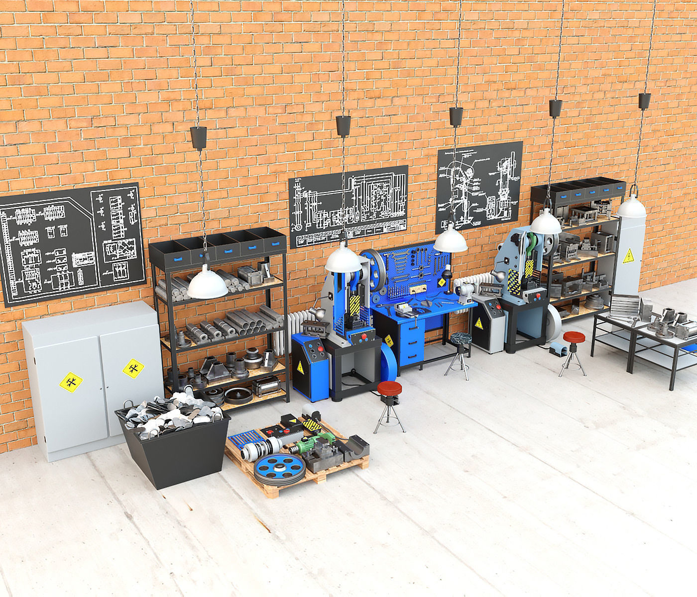 K2118B mechanical press - Collection for industrial interior two 3D model_7