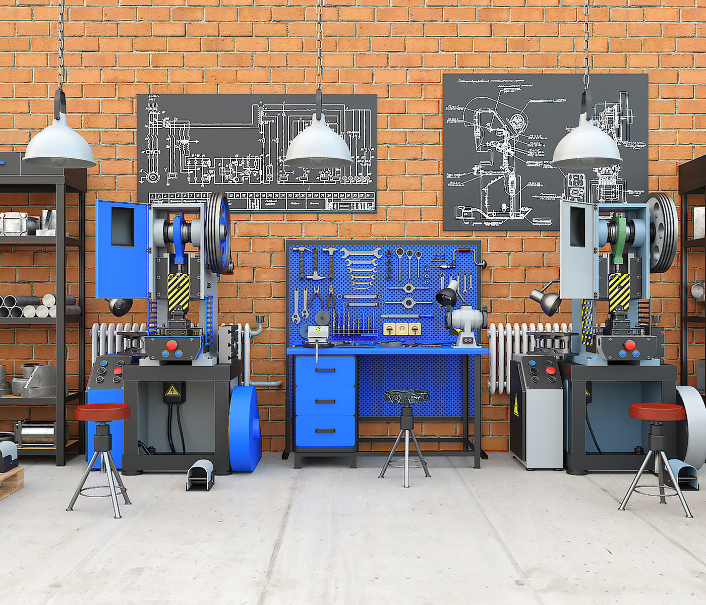 K2118B mechanical press - Collection for industrial interior two 3D model_1