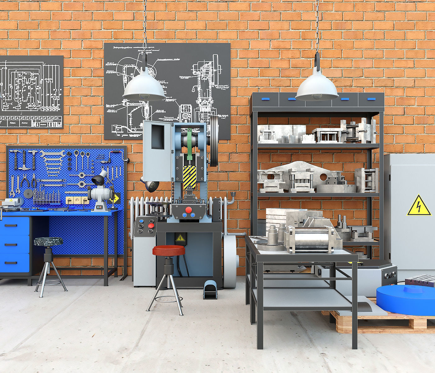K2118B mechanical press - Collection for industrial interior two 3D model_3