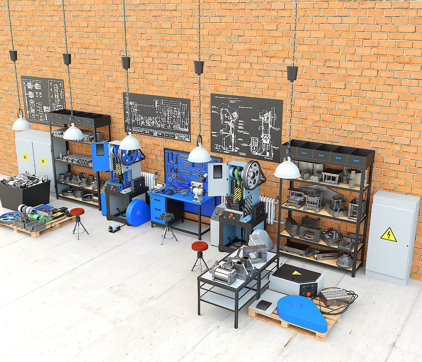 K2118B mechanical press - Collection for industrial interior two 3D model_8