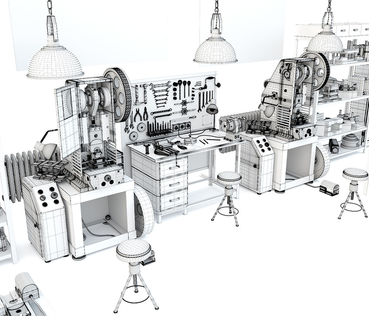 K2118B mechanical press - Collection for industrial interior two 3D model_39
