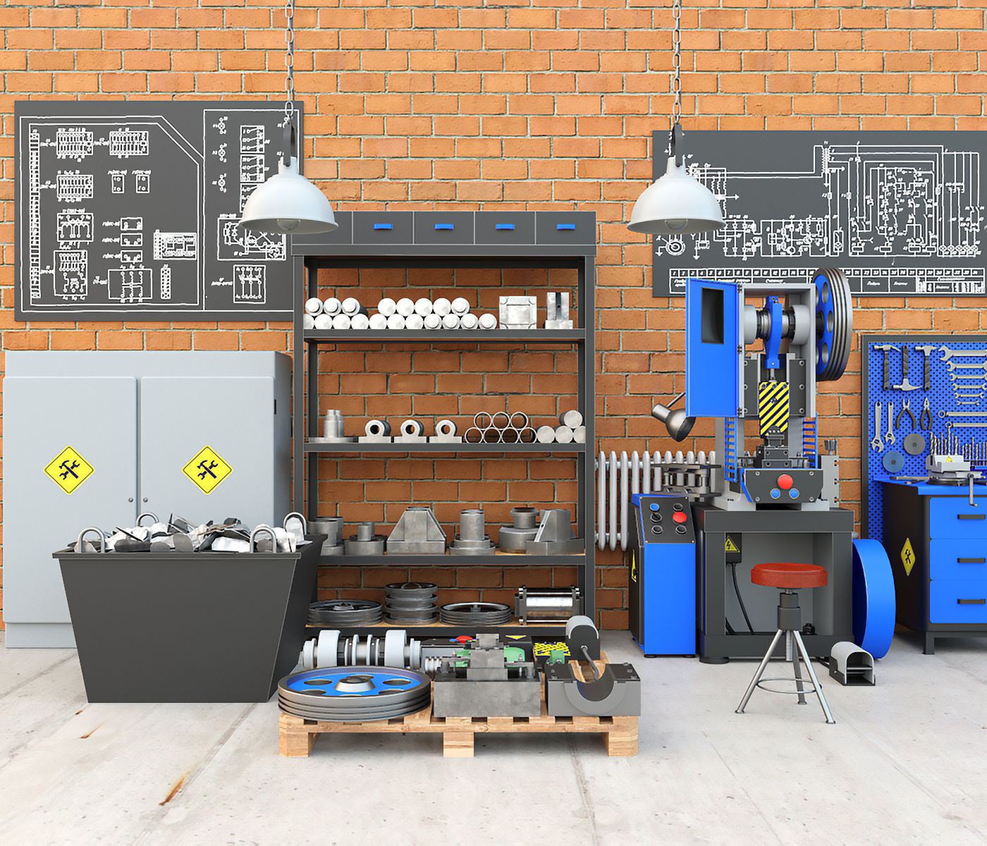 K2118B mechanical press - Collection for industrial interior two 3D model_4