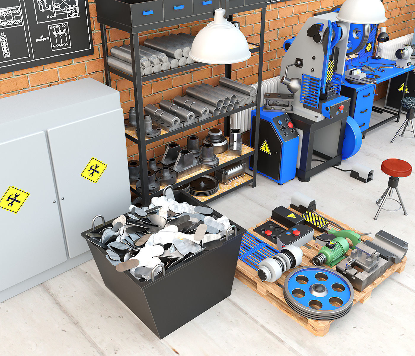 K2118B mechanical press - Collection for industrial interior two 3D model_15