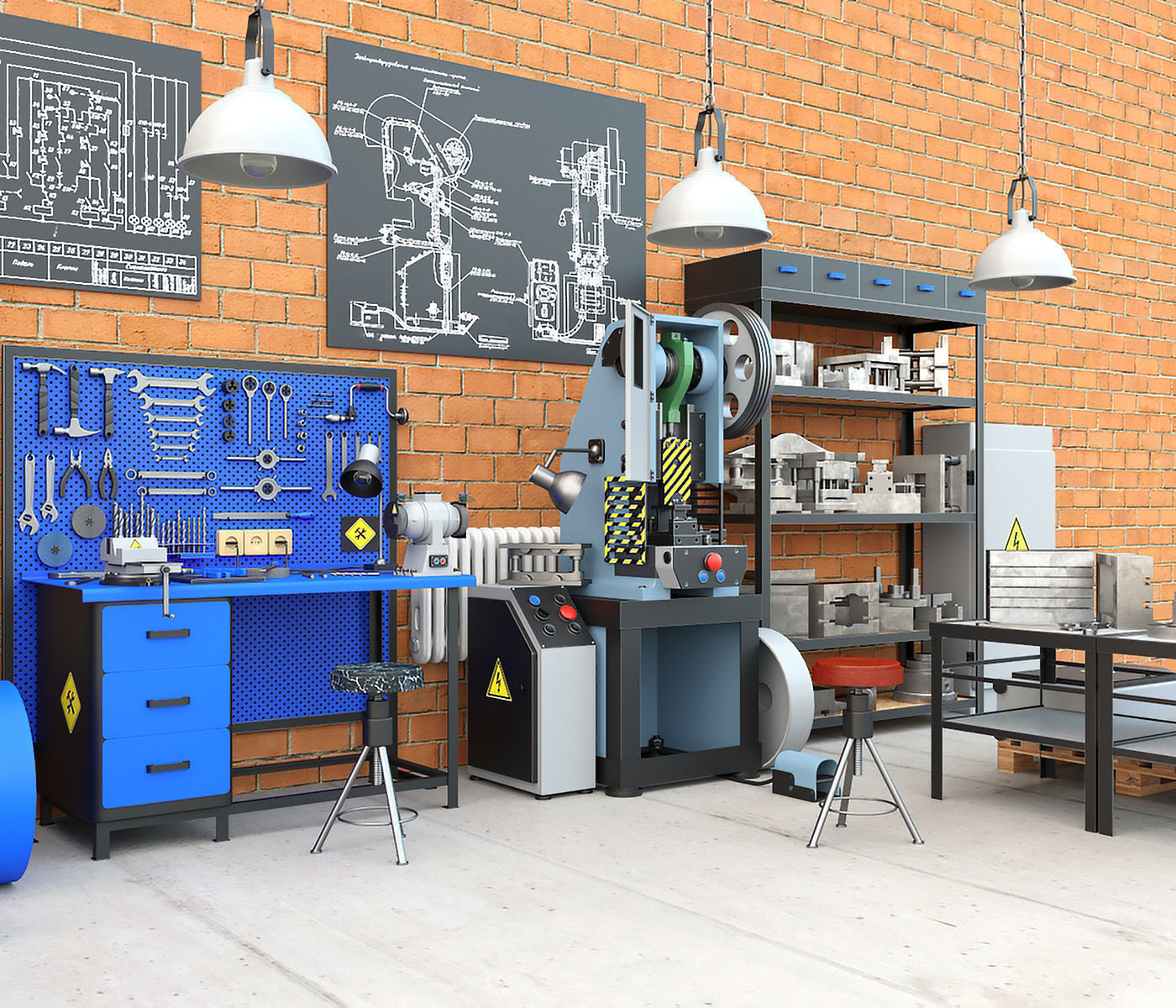 K2118B mechanical press - Collection for industrial interior two 3D model_13