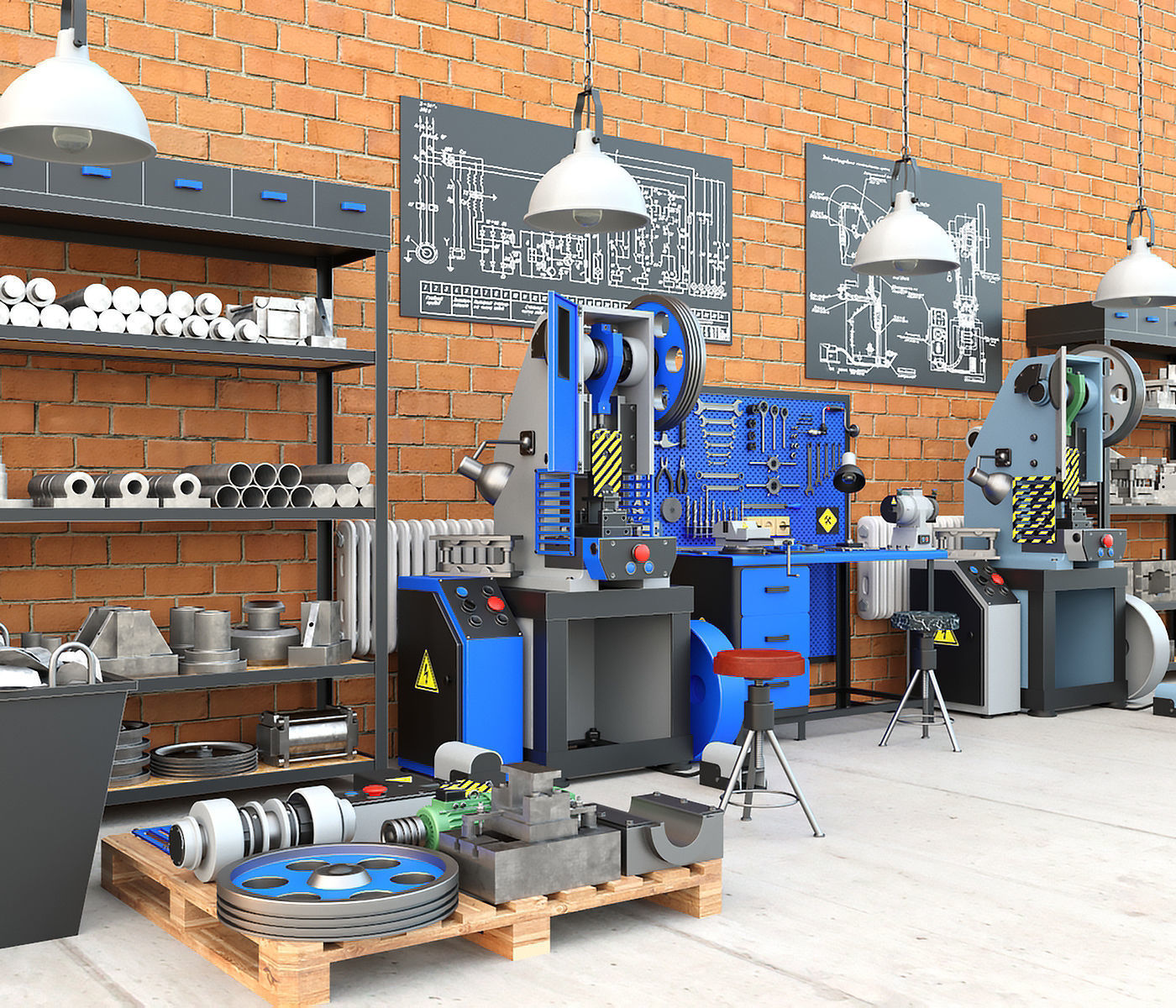 K2118B mechanical press - Collection for industrial interior two 3D model_5