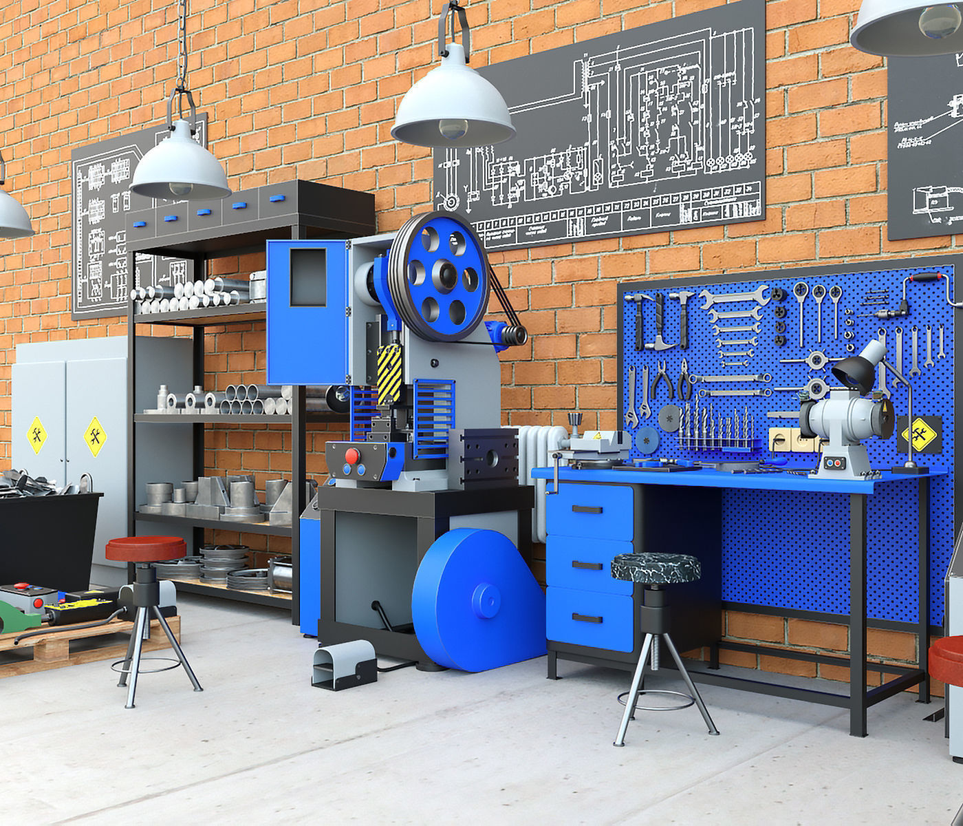 K2118B mechanical press - Collection for industrial interior two 3D model_12
