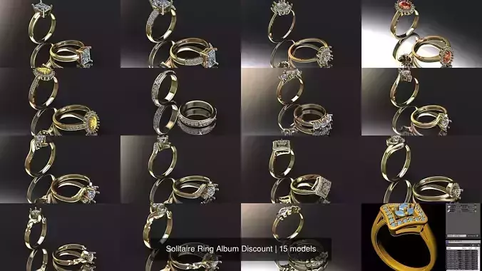 Solitaire Ring Album Discount 3D Model Collection
