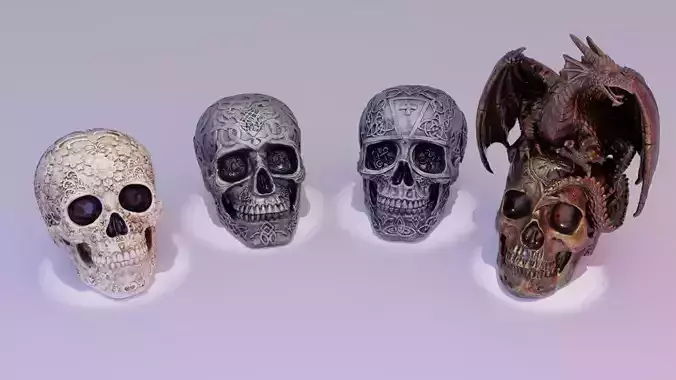 Skull collection with eyes