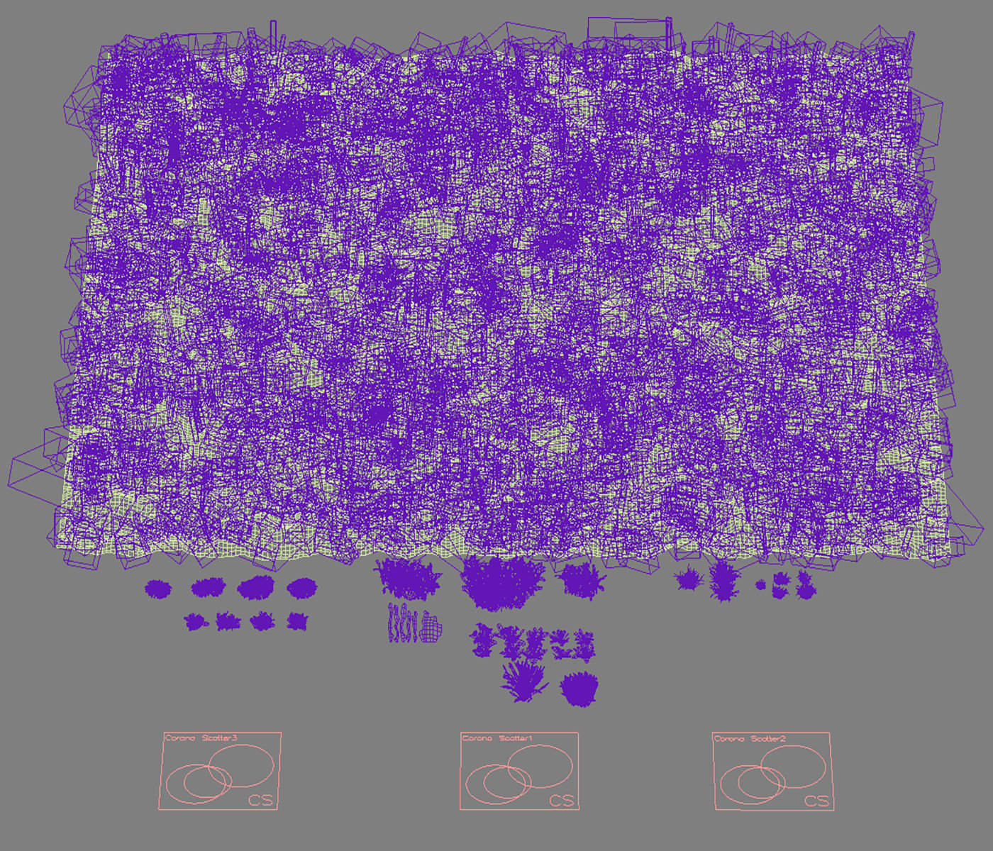 Set Spring summer of grass Low-poly 3D model_12