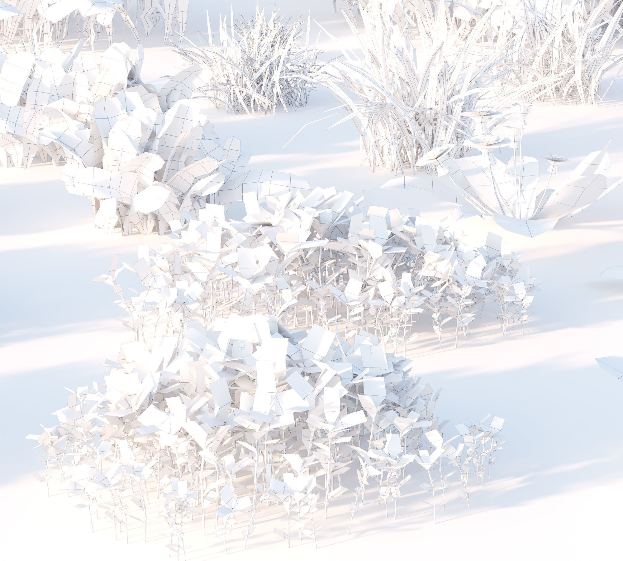 Set Spring summer of grass Low-poly 3D model_9