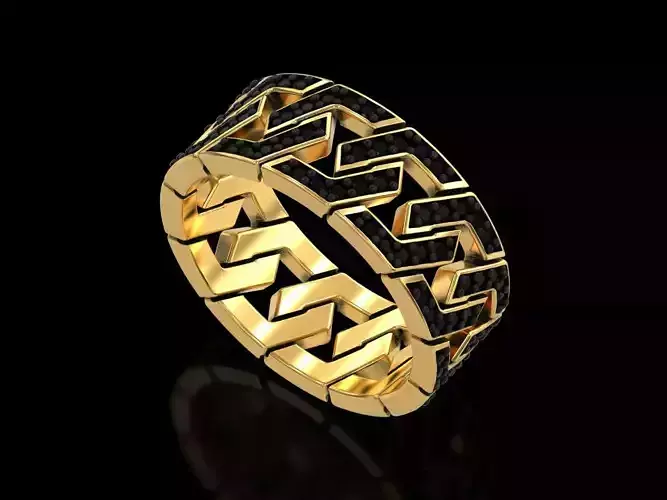 Hexagonal Cuban Chain Ring V3 3D print model