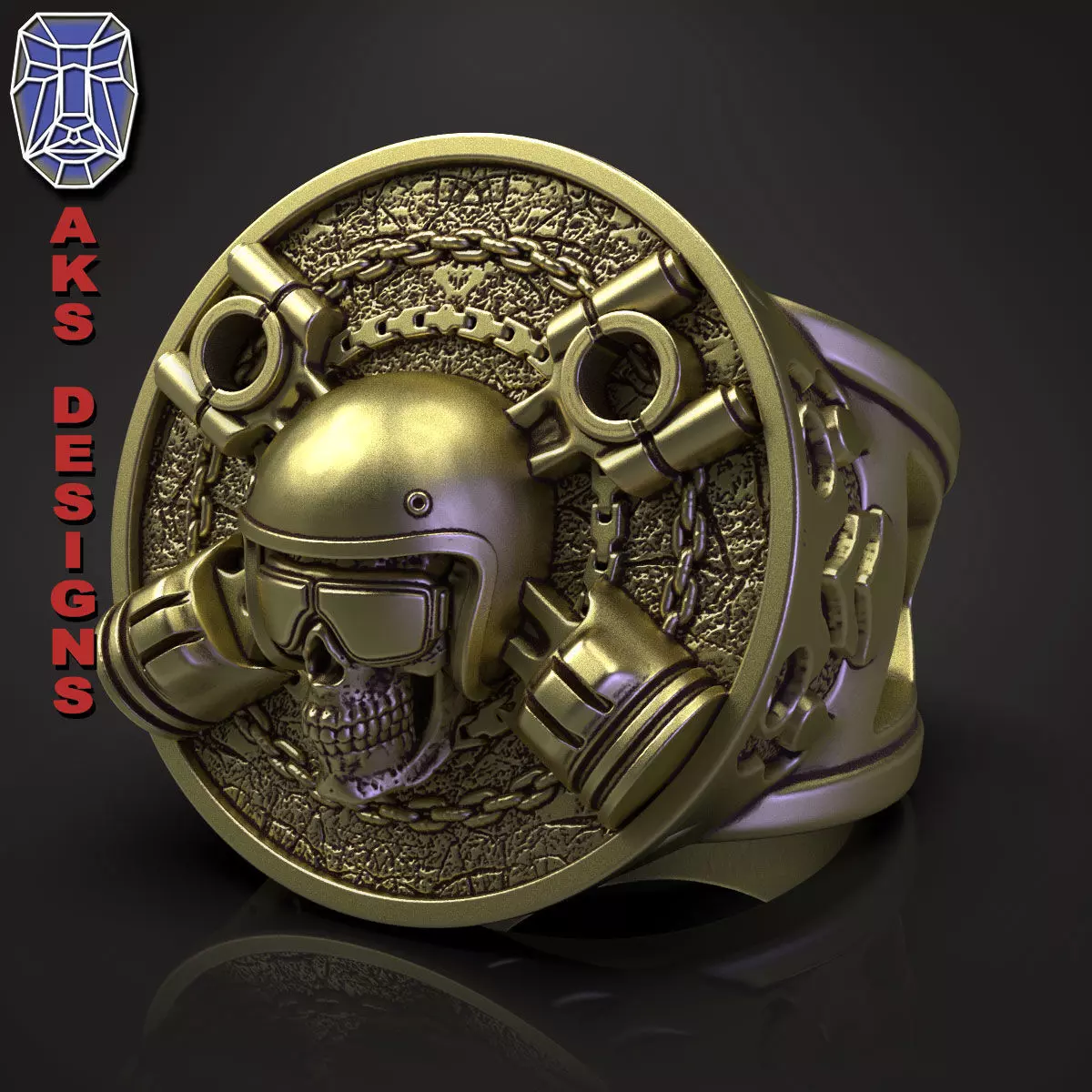 skull ring jewelry Biker v7 3D print model