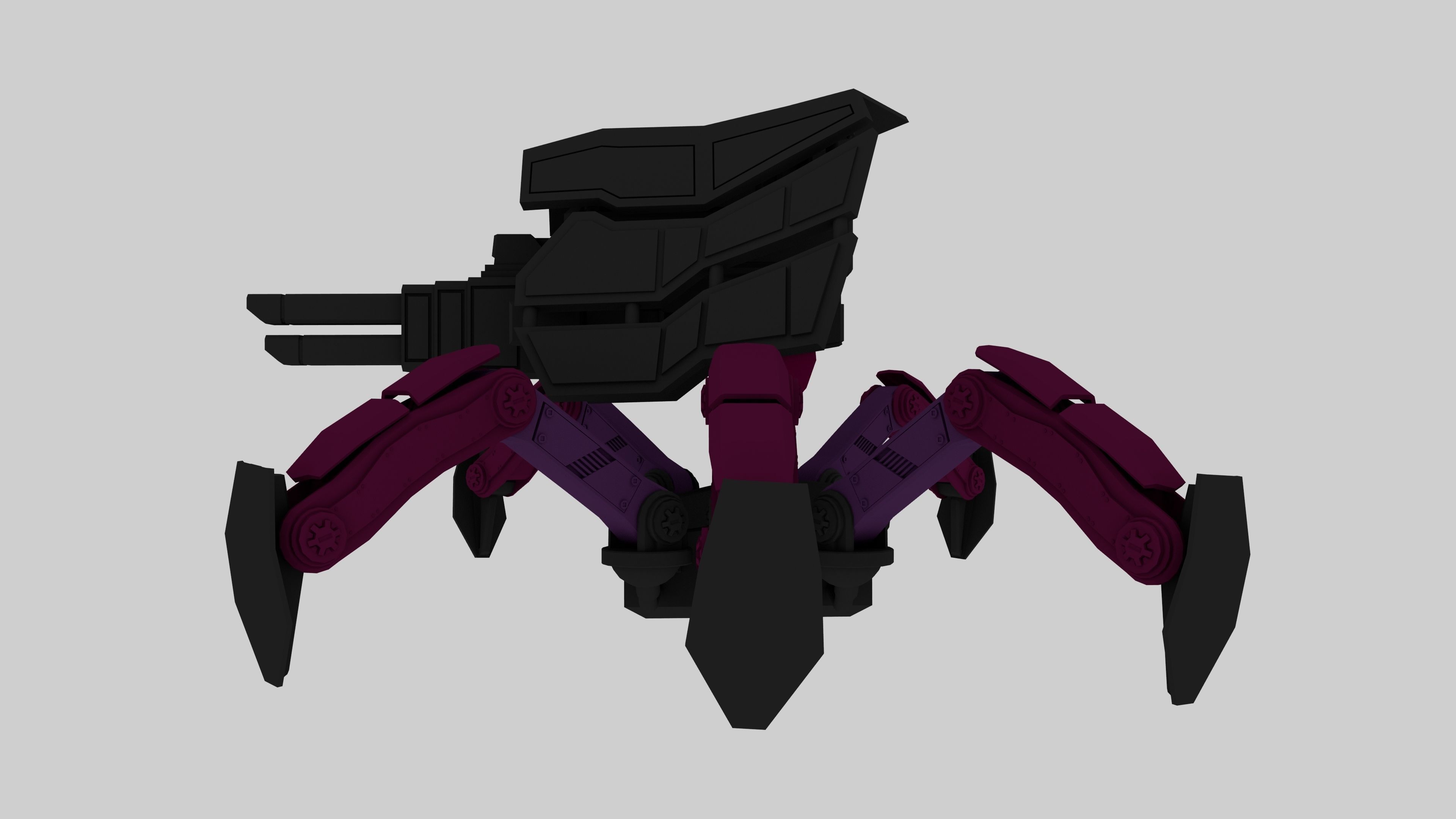 Mech Spider RIGGED Low-poly 3D model_2