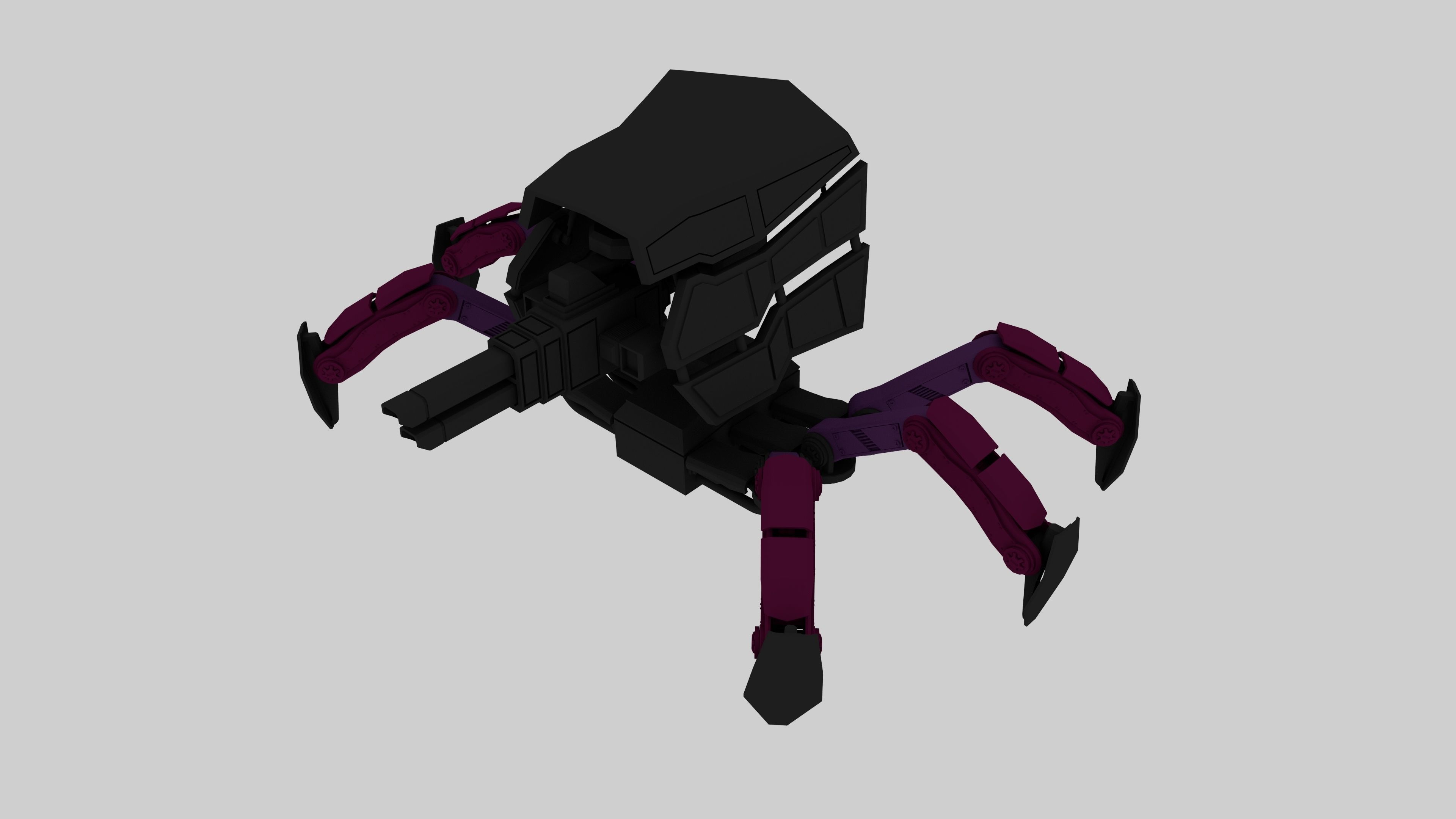 Mech Spider RIGGED Low-poly 3D model_5