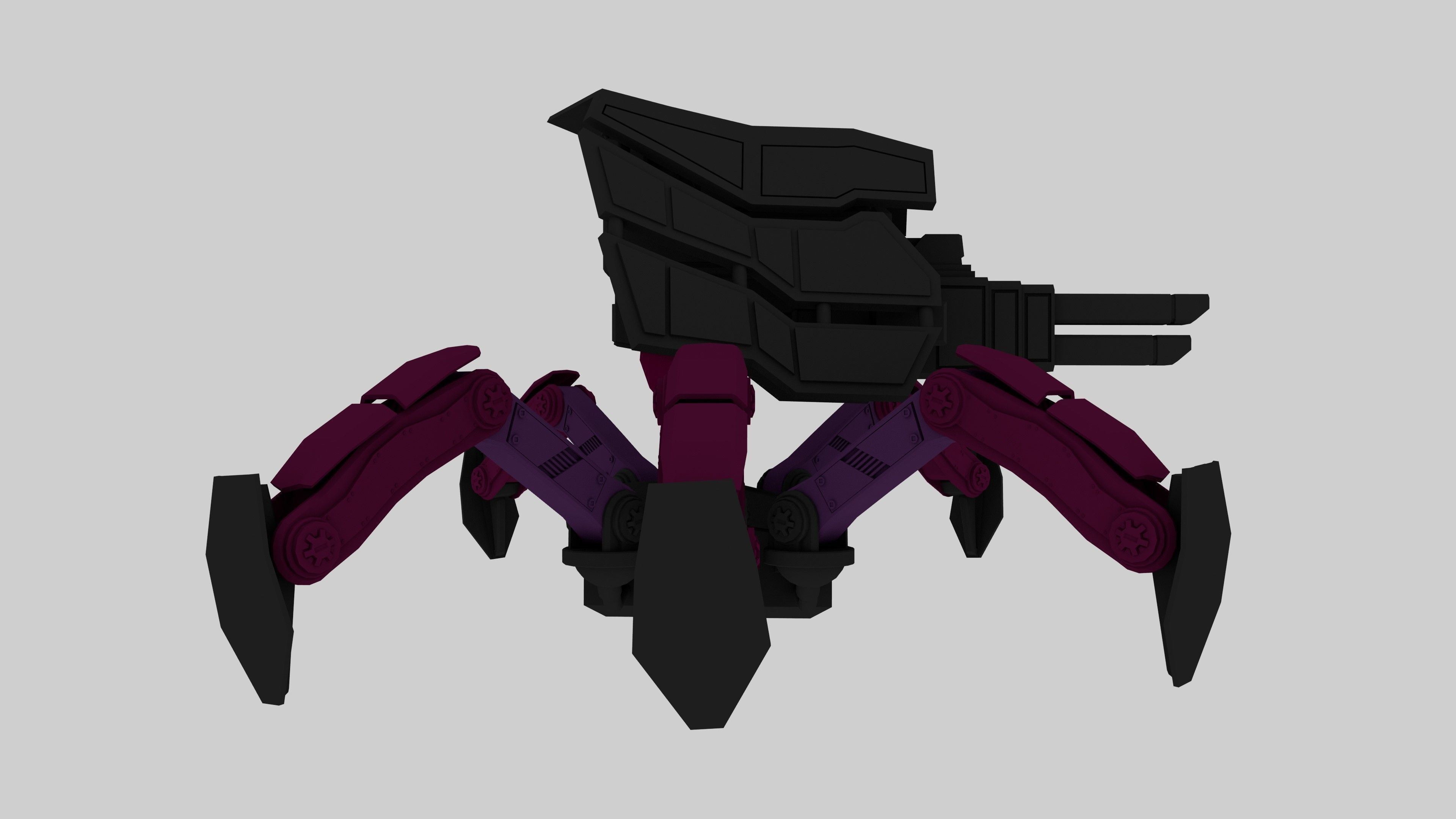 Mech Spider RIGGED Low-poly 3D model_4
