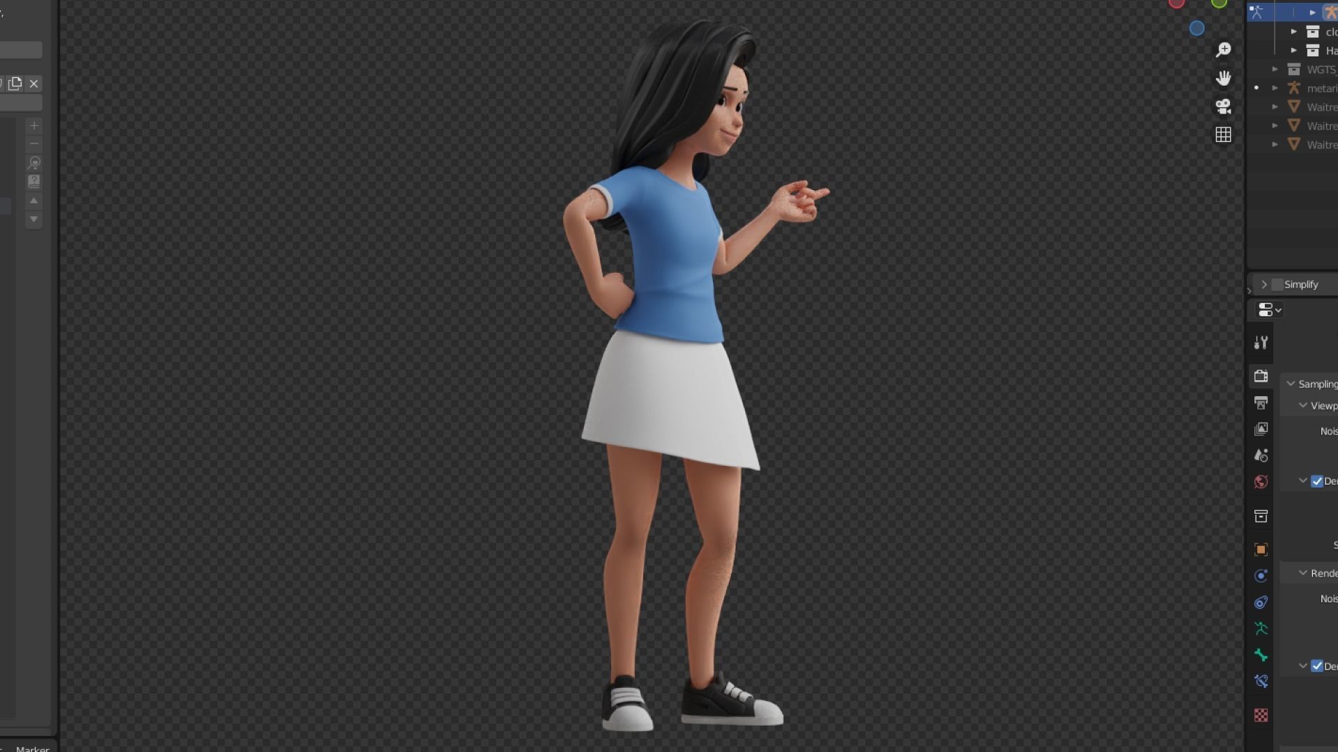Cartoon White Woman Teen Rigged Low-poly 3D model_34
