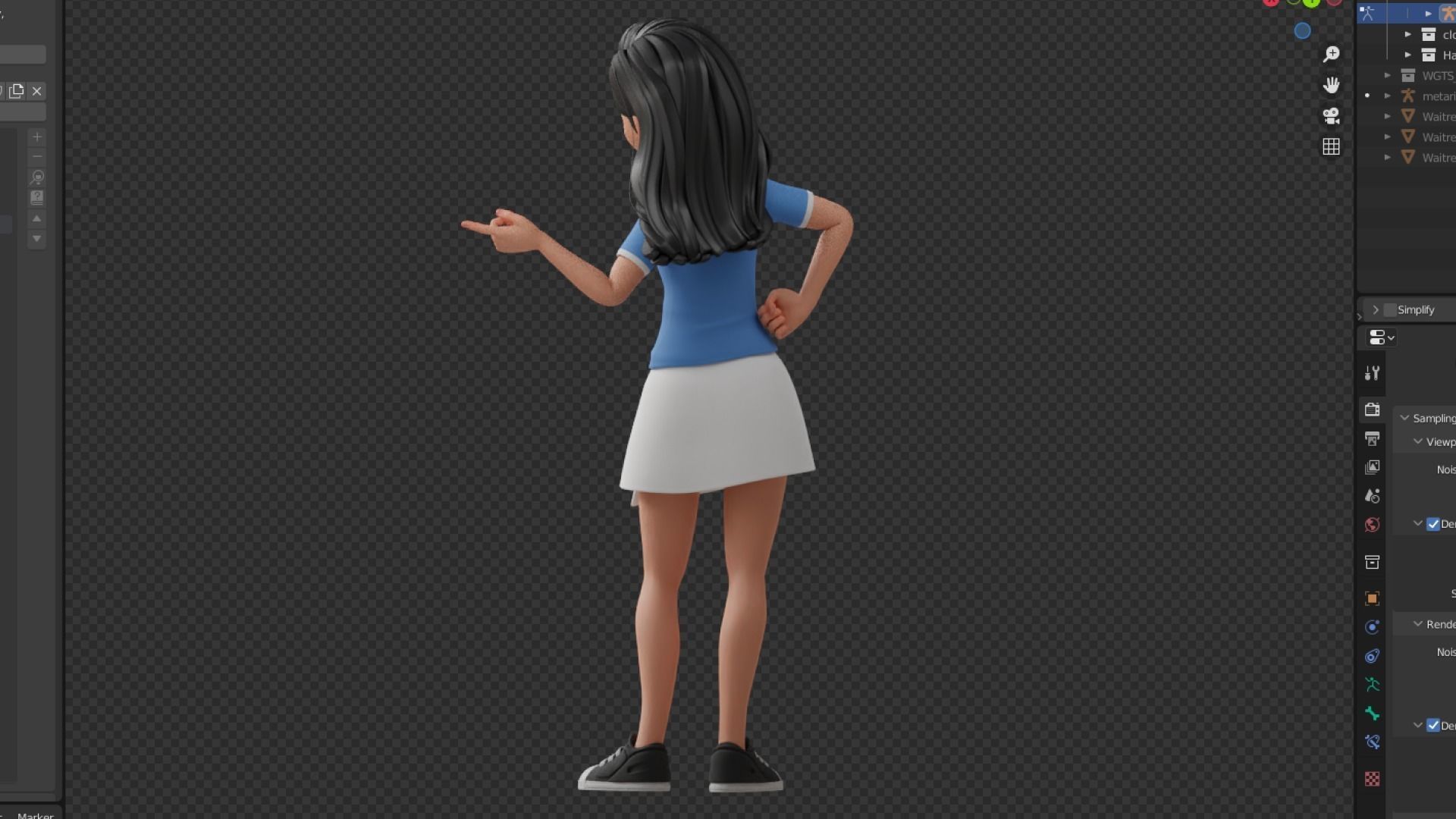 Cartoon White Woman Teen Rigged Low-poly 3D model_33