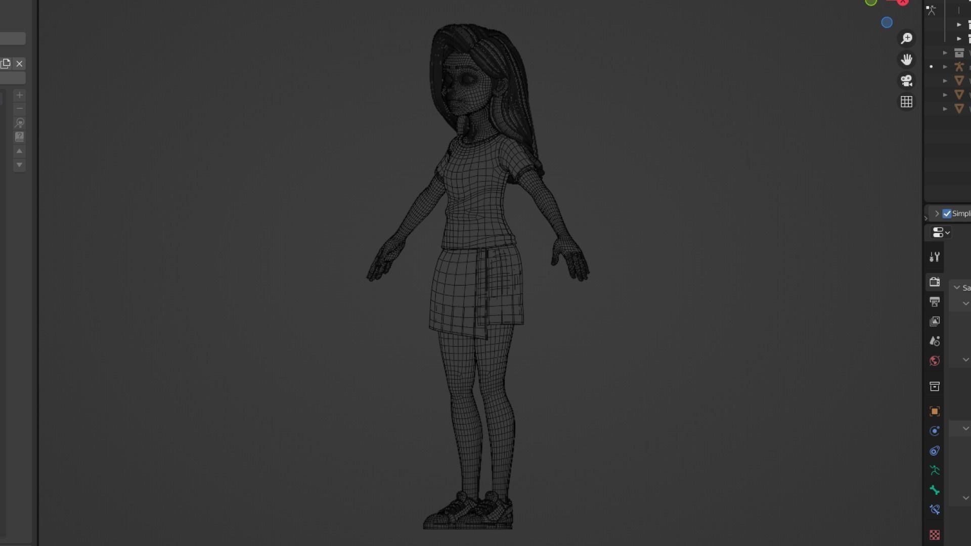 Cartoon White Woman Teen Rigged Low-poly 3D model_22