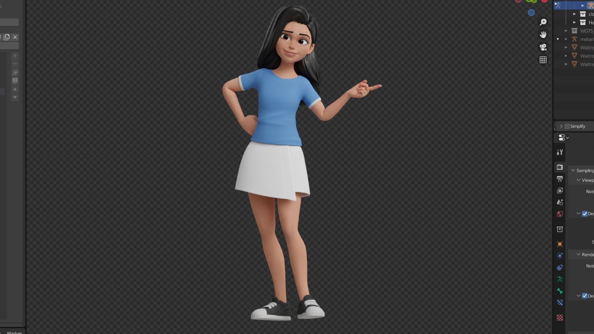 Cartoon White Woman Teen Rigged Low-poly 3D model_30