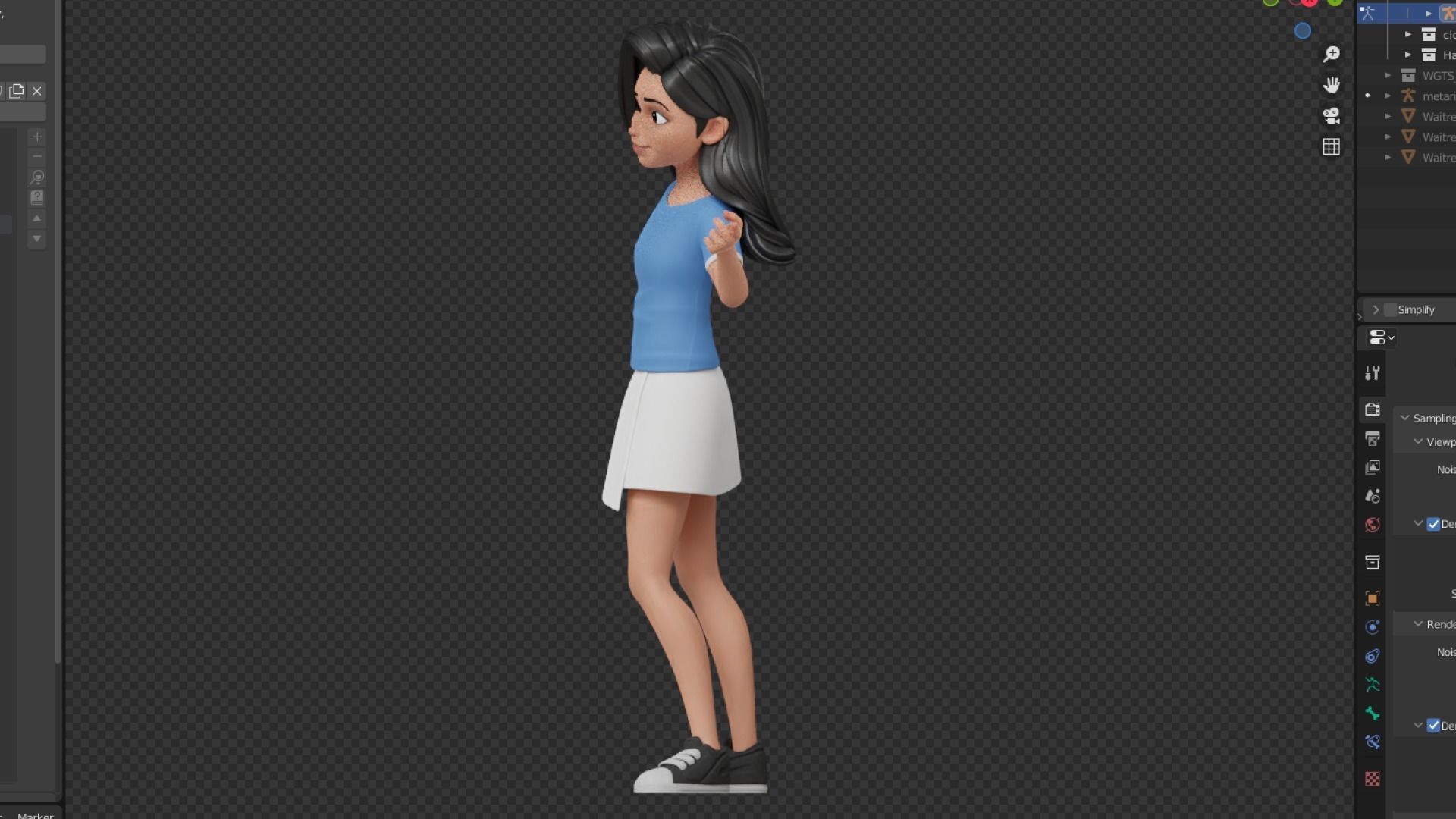 Cartoon White Woman Teen Rigged Low-poly 3D model_32