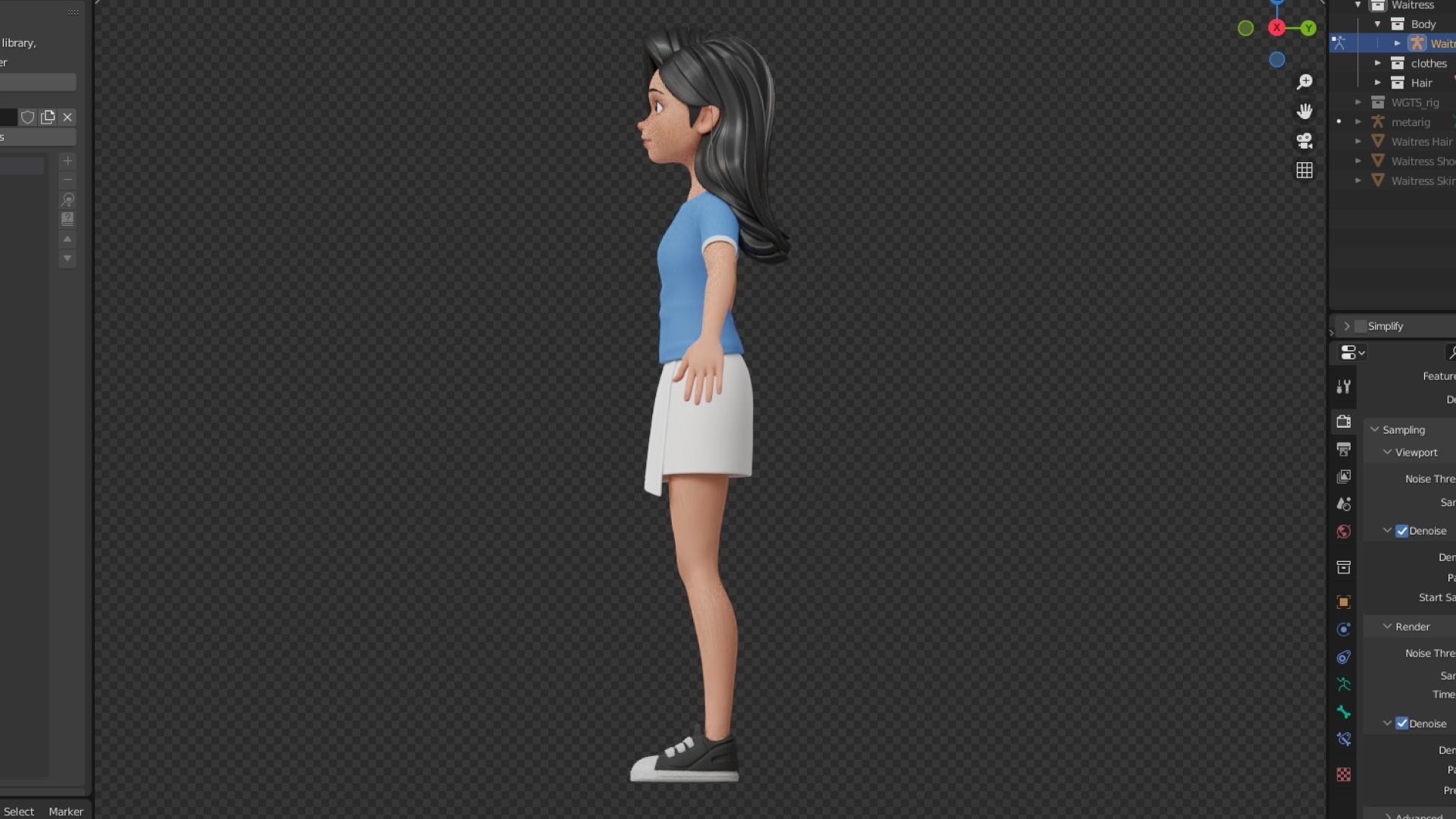 Cartoon White Woman Teen Rigged Low-poly 3D model_16
