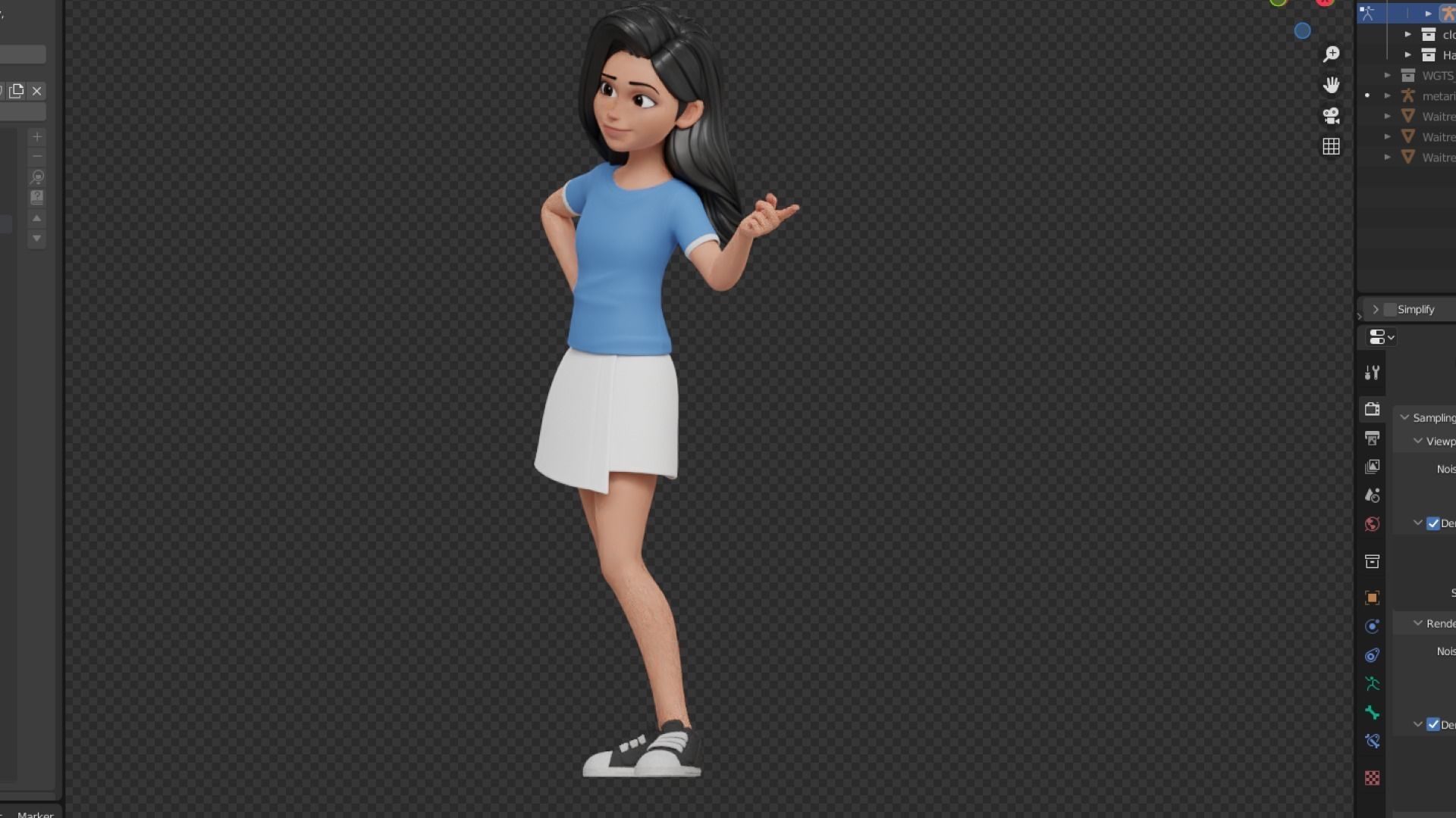 Cartoon White Woman Teen Rigged Low-poly 3D model_31
