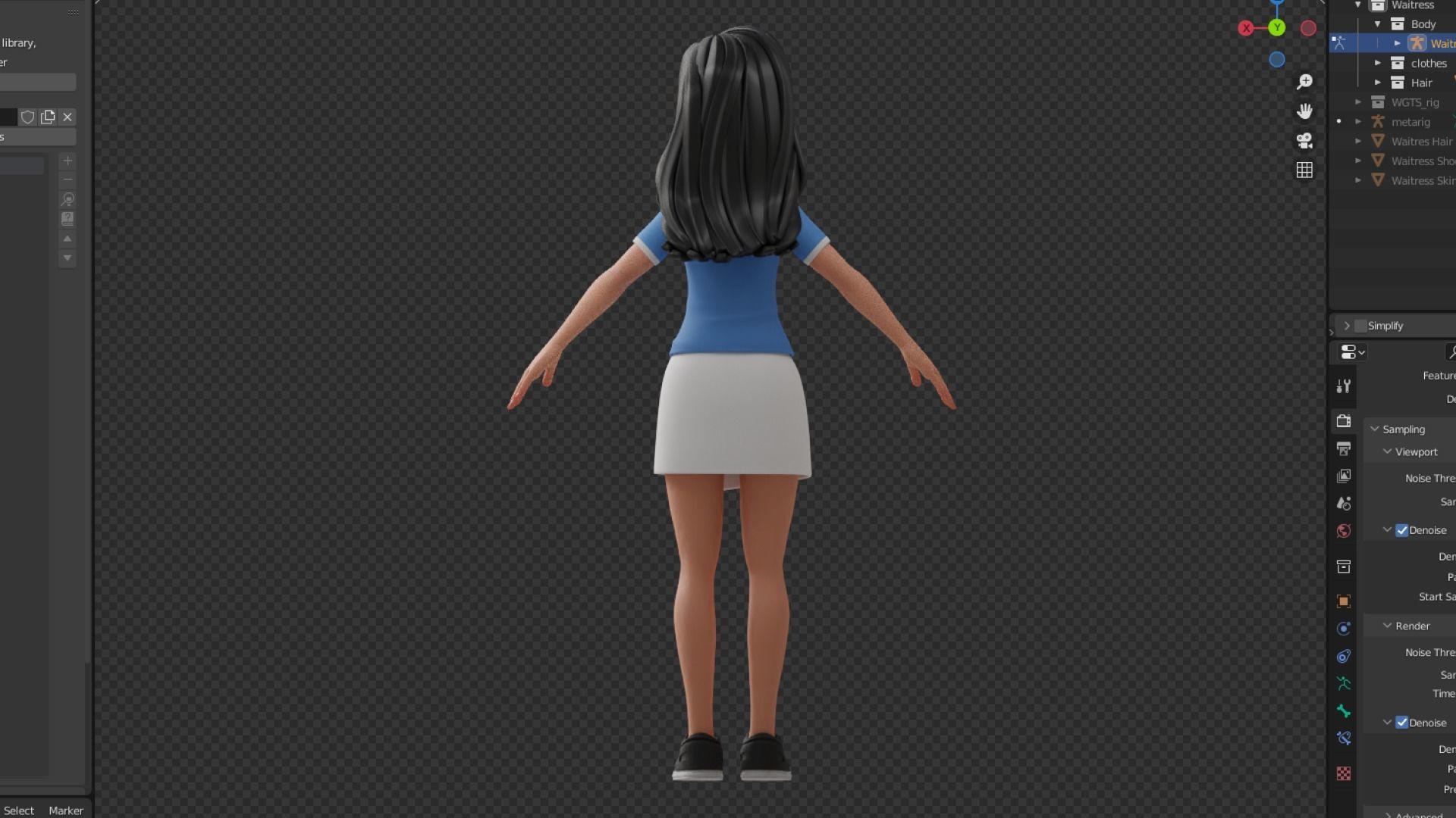 Cartoon White Woman Teen Rigged Low-poly 3D model_19