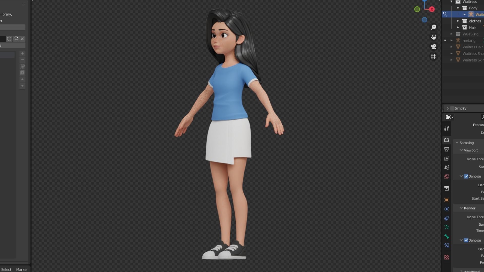 Cartoon White Woman Teen Rigged Low-poly 3D model_15
