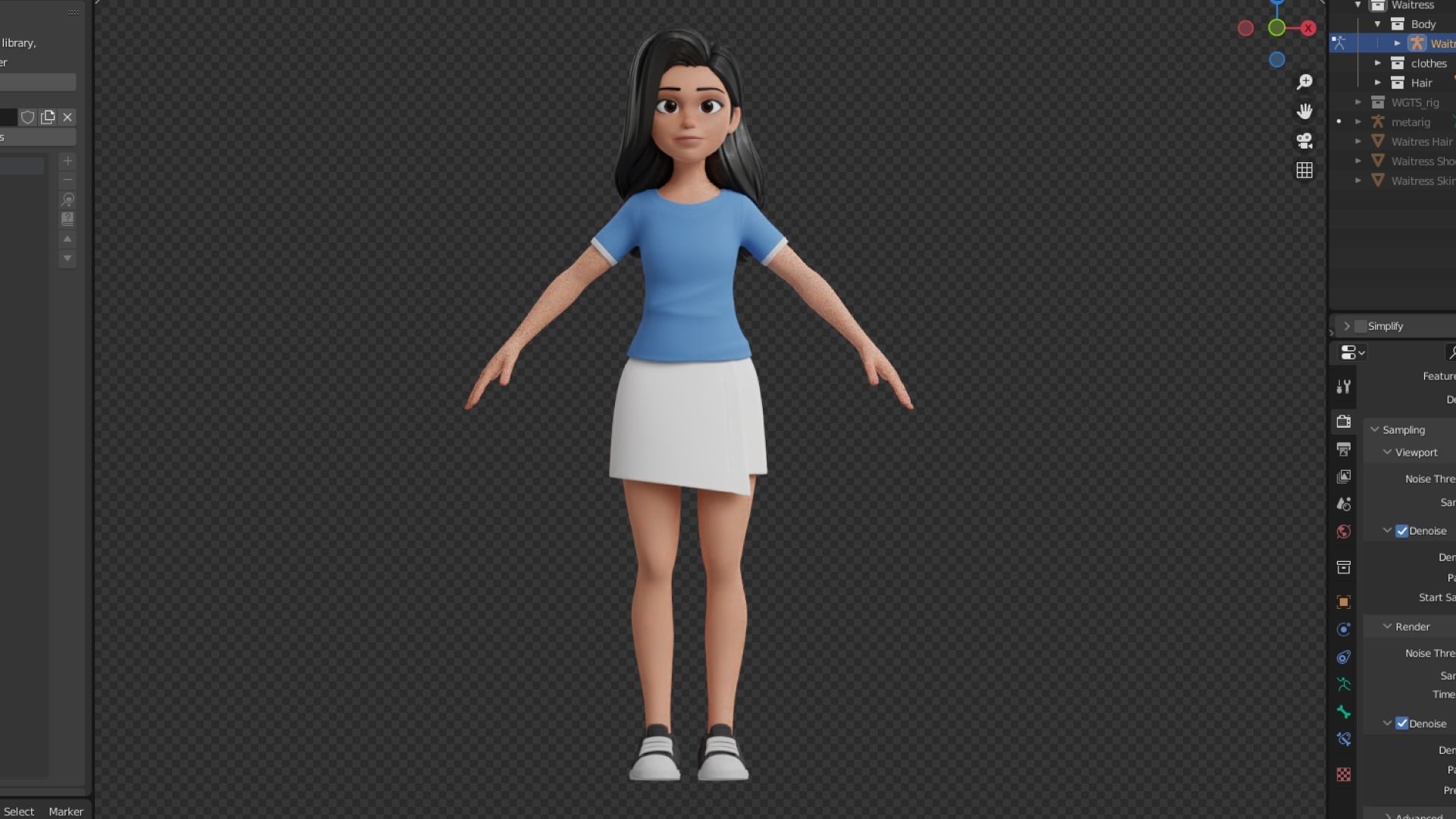 Cartoon White Woman Teen Rigged Low-poly 3D model_14