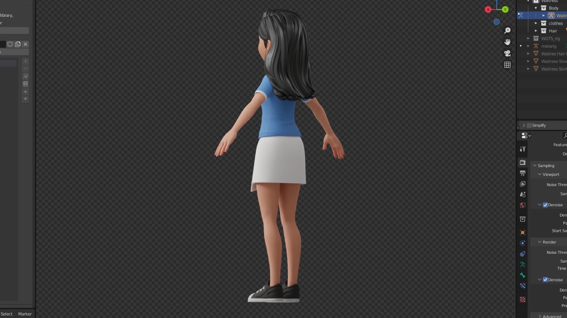 Cartoon White Woman Teen Rigged Low-poly 3D model_17
