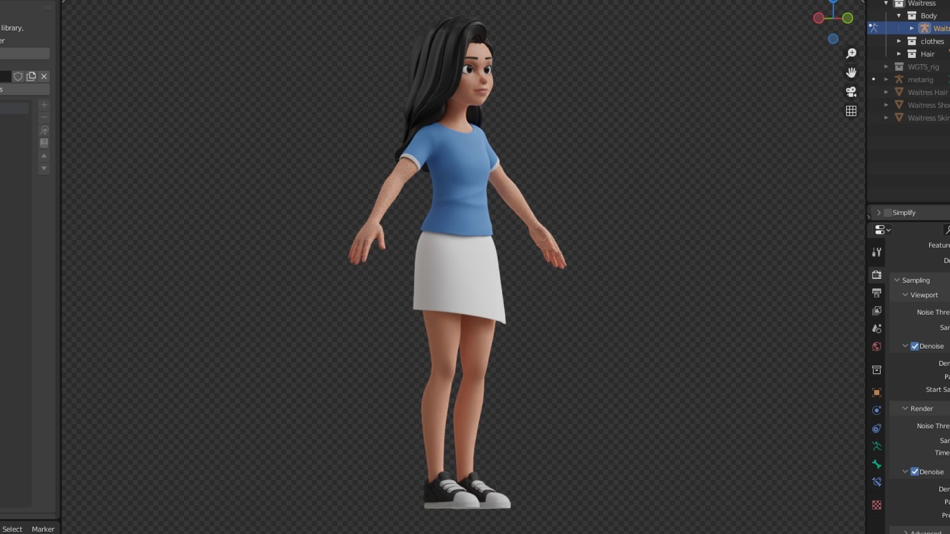 Cartoon White Woman Teen Rigged Low-poly 3D model_18