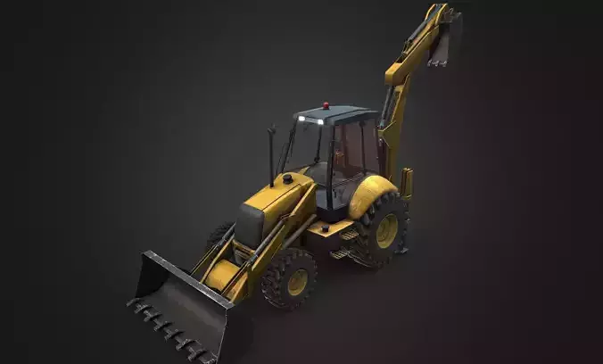 Caterpillar 420 Backhoe Loader Low-poly 3D model