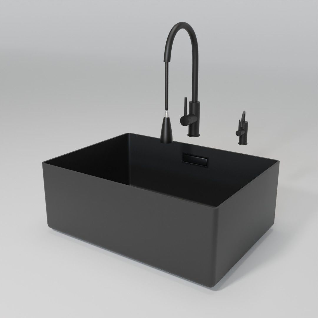 Kitchen sink with faucet 3D model_3