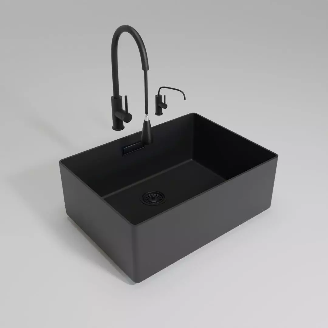 Kitchen sink with faucet 3D model_0