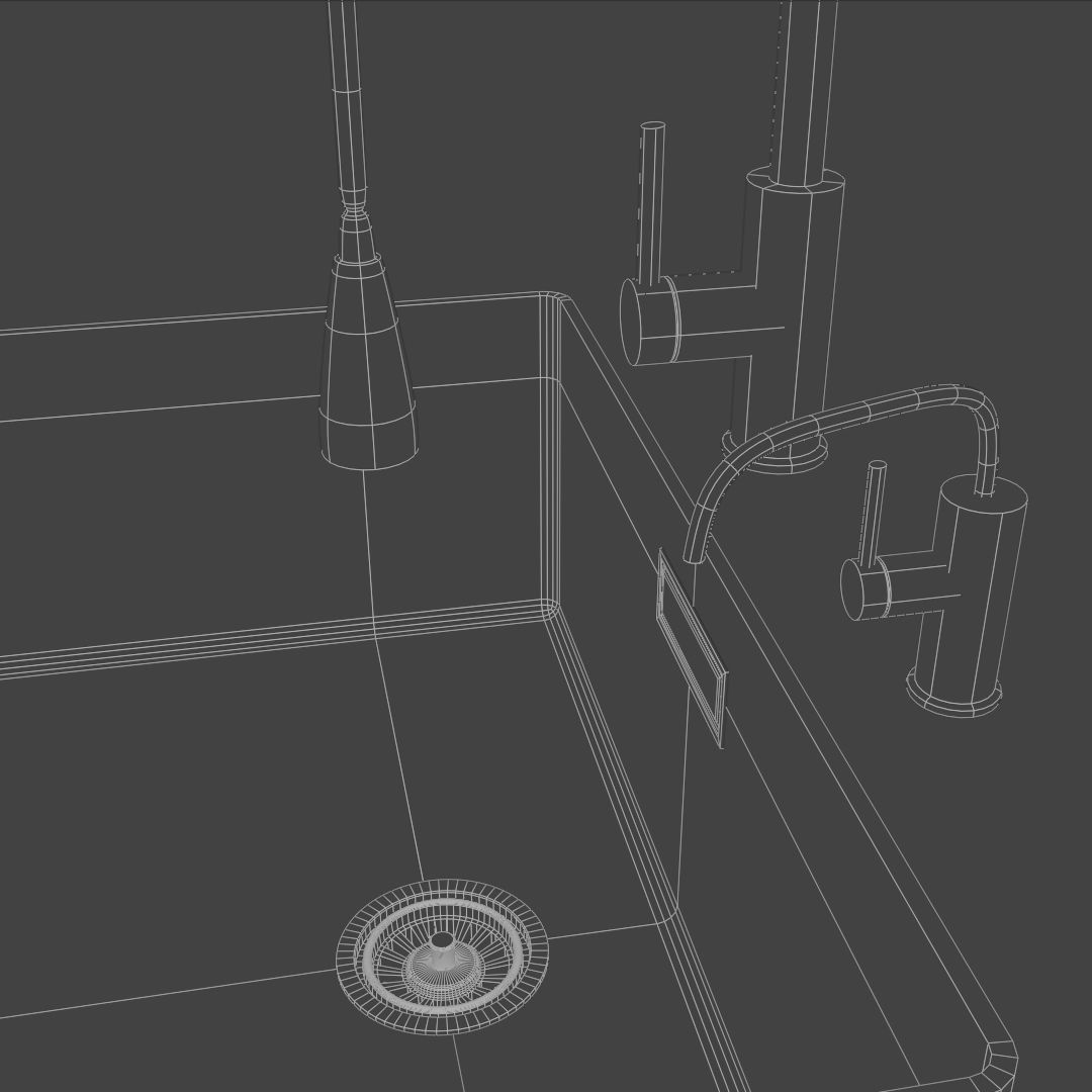 Kitchen sink with faucet 3D model_6