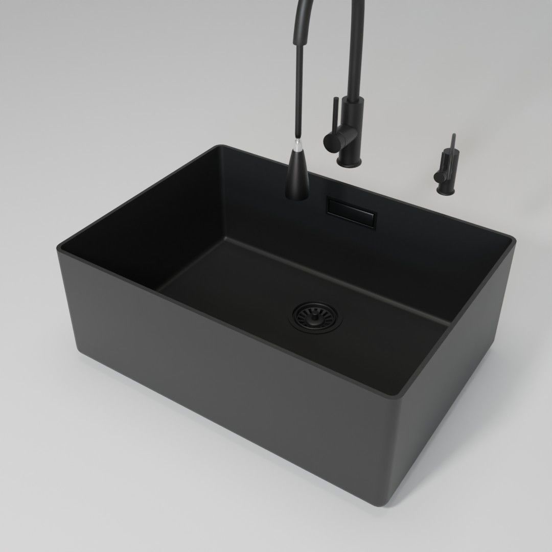 Kitchen sink with faucet 3D model_1