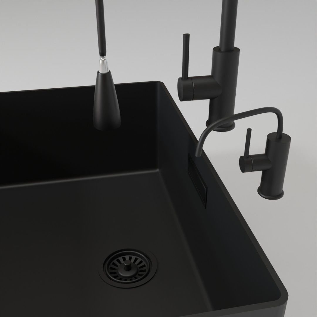 Kitchen sink with faucet 3D model_2