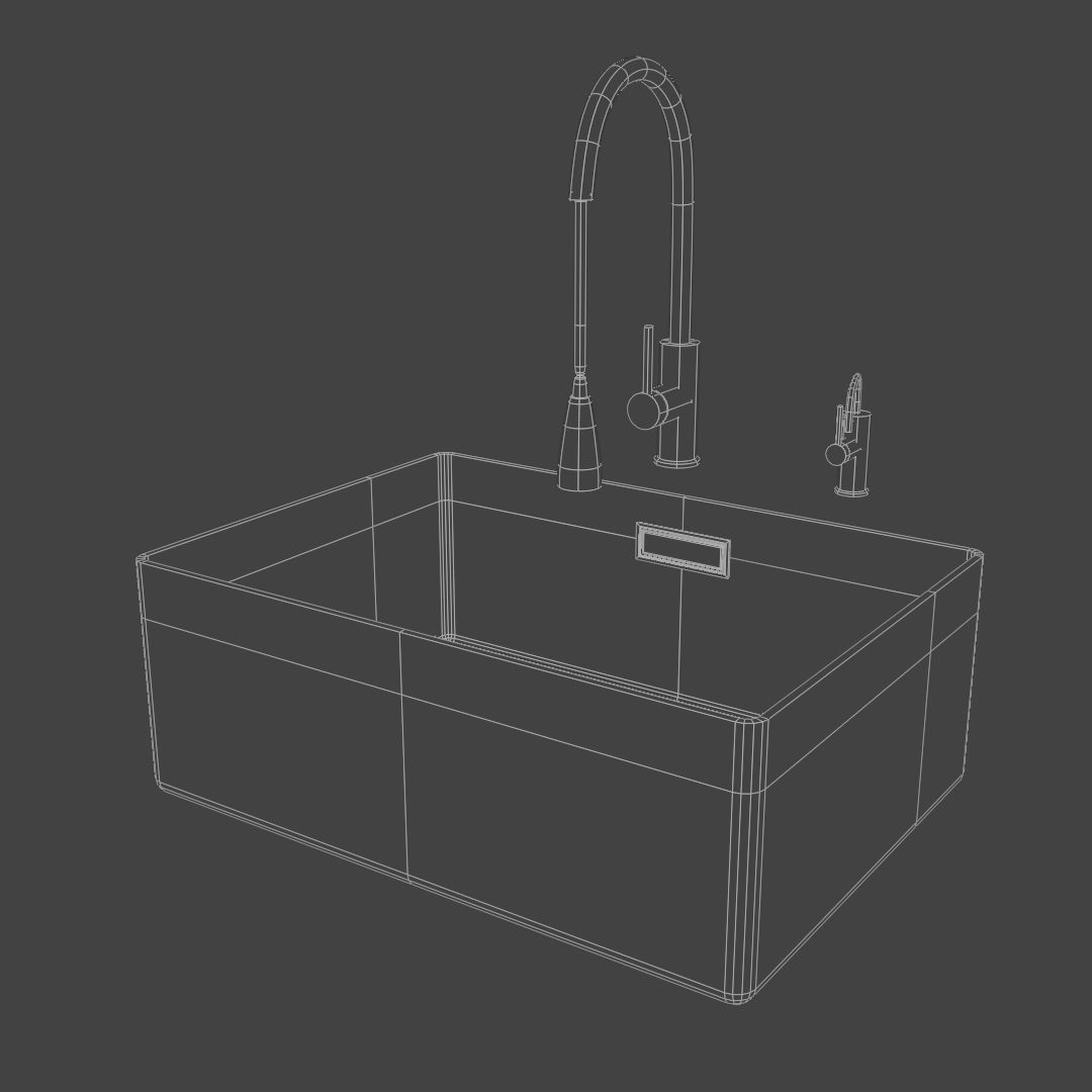 Kitchen sink with faucet 3D model_7