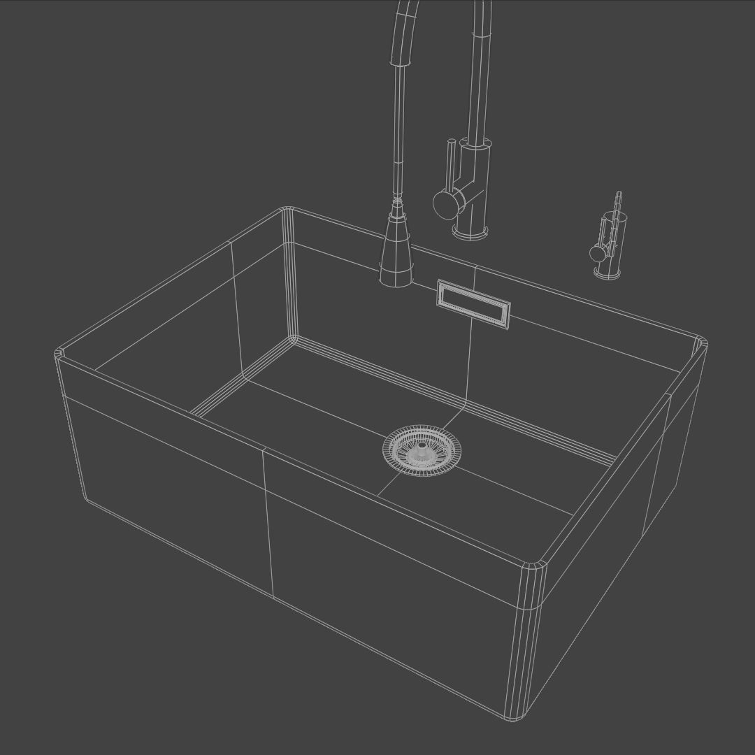 Kitchen sink with faucet 3D model_5