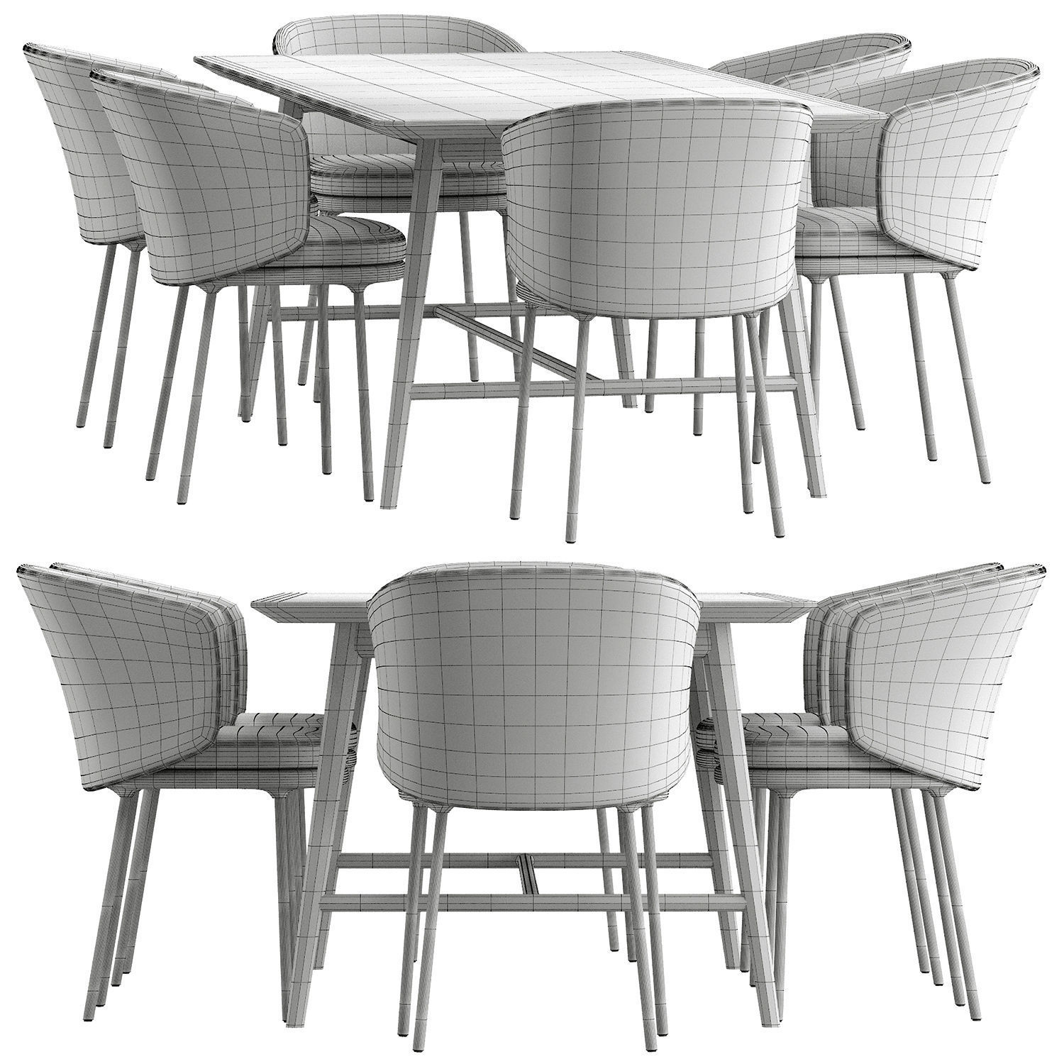 Holland table and Senso chairs 3D model_29