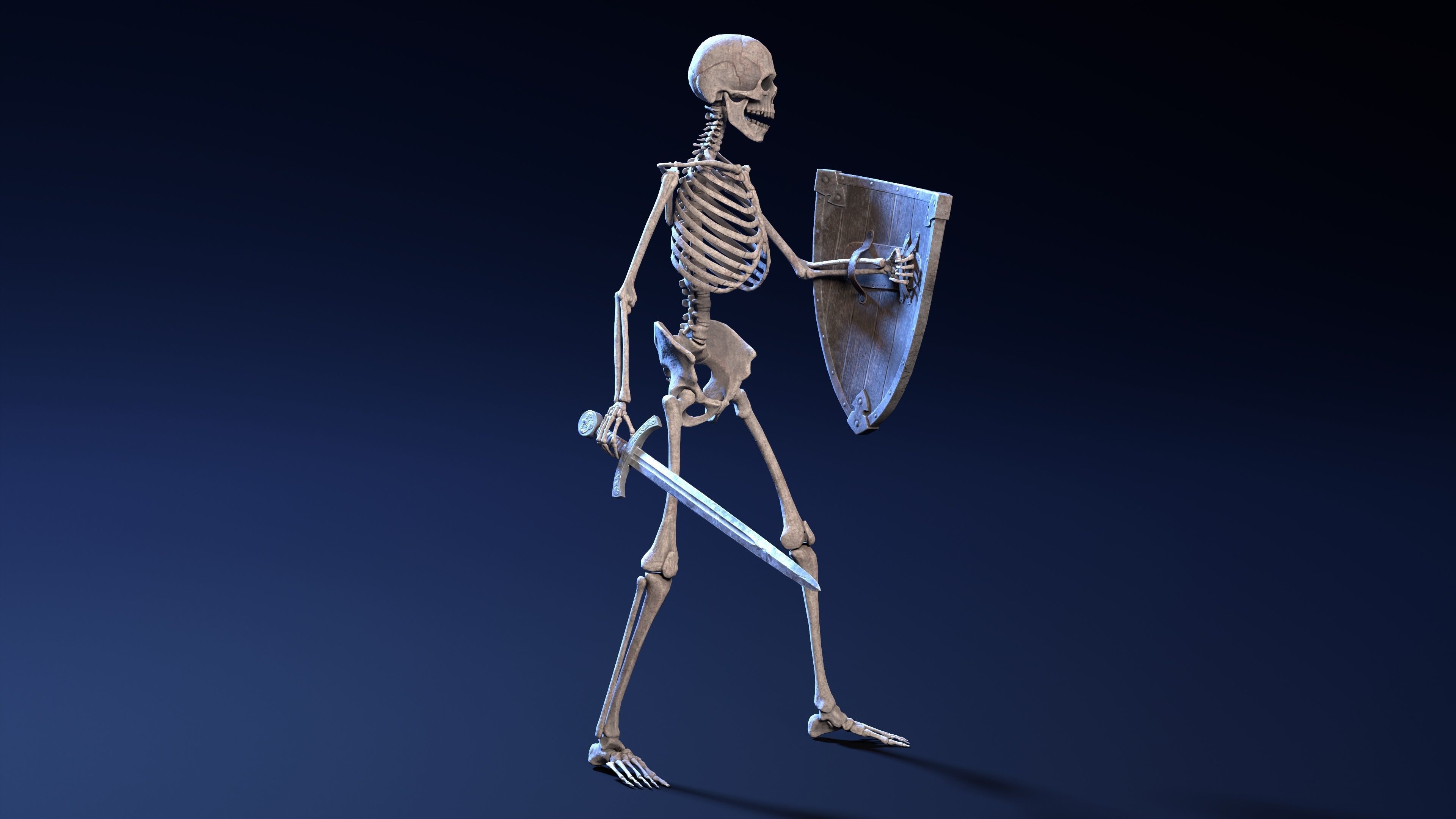 Skeleton Warrior - Game Ready Low-poly 3D model_9