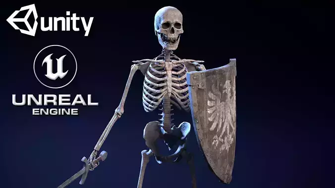 Skeleton Warrior - Game Ready Low-poly 3D model