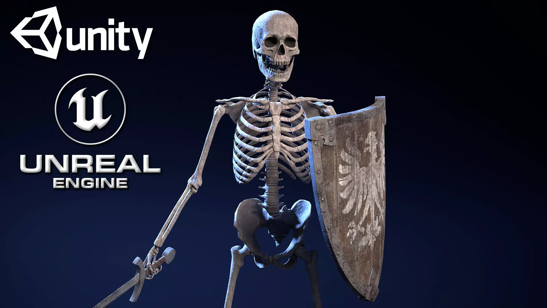 Skeleton Warrior - Game Ready Low-poly 3D model_0