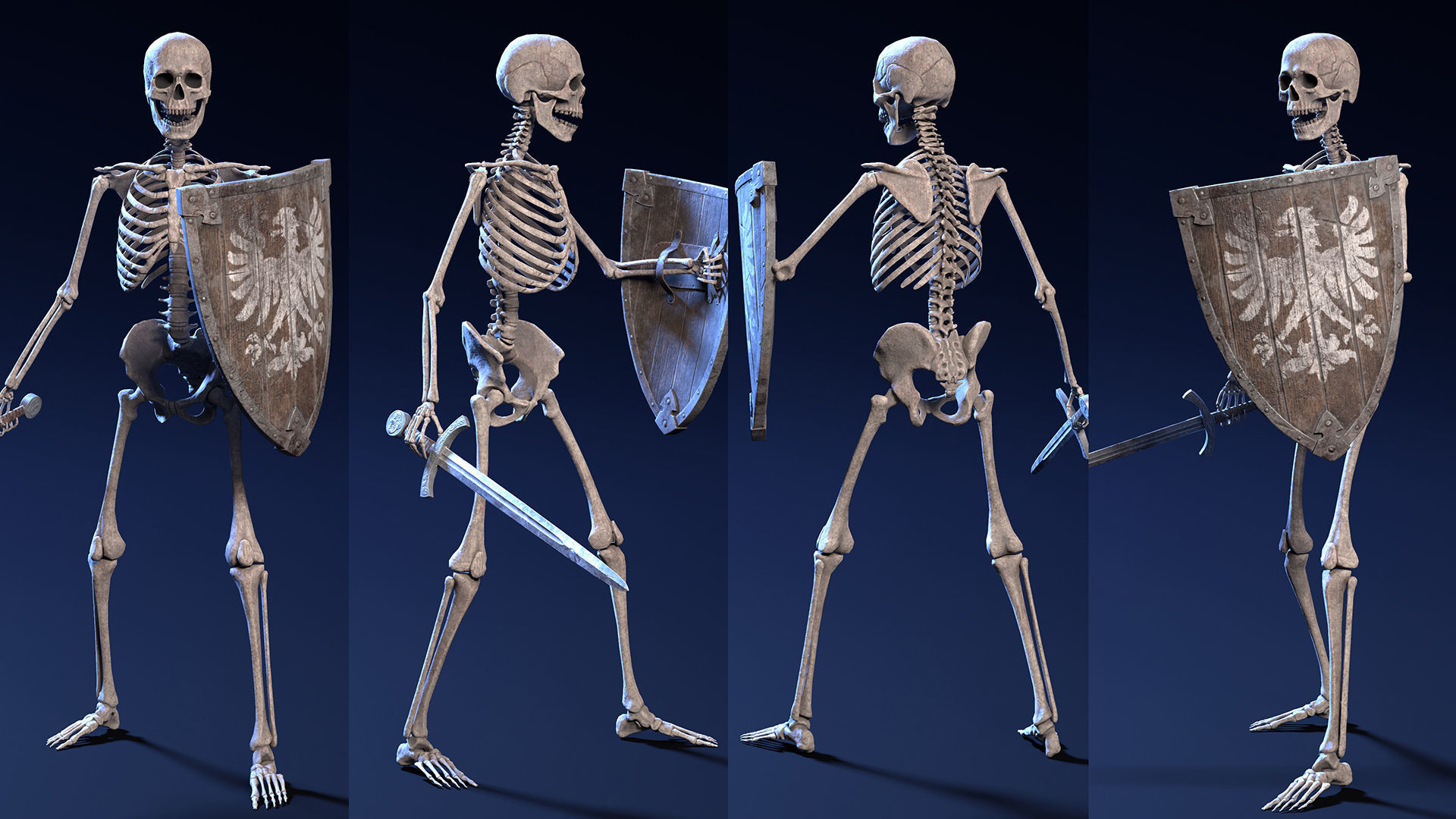 Skeleton Warrior - Game Ready Low-poly 3D model_3