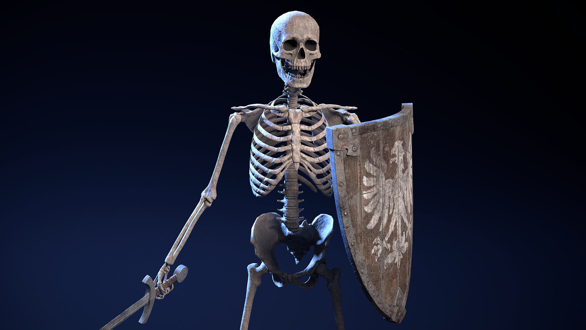 Skeleton Warrior - Game Ready Low-poly 3D model_4