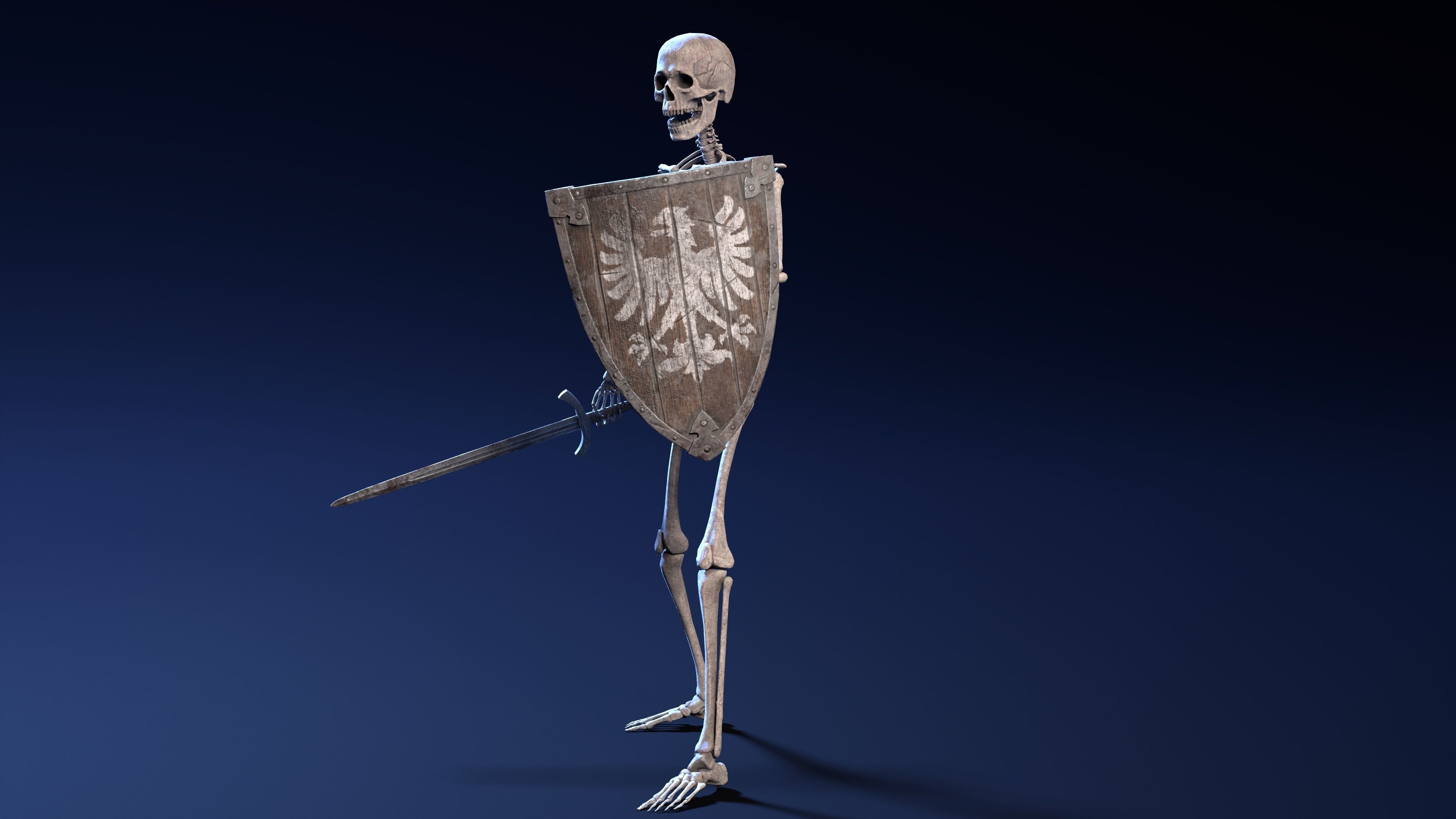 Skeleton Warrior - Game Ready Low-poly 3D model_8