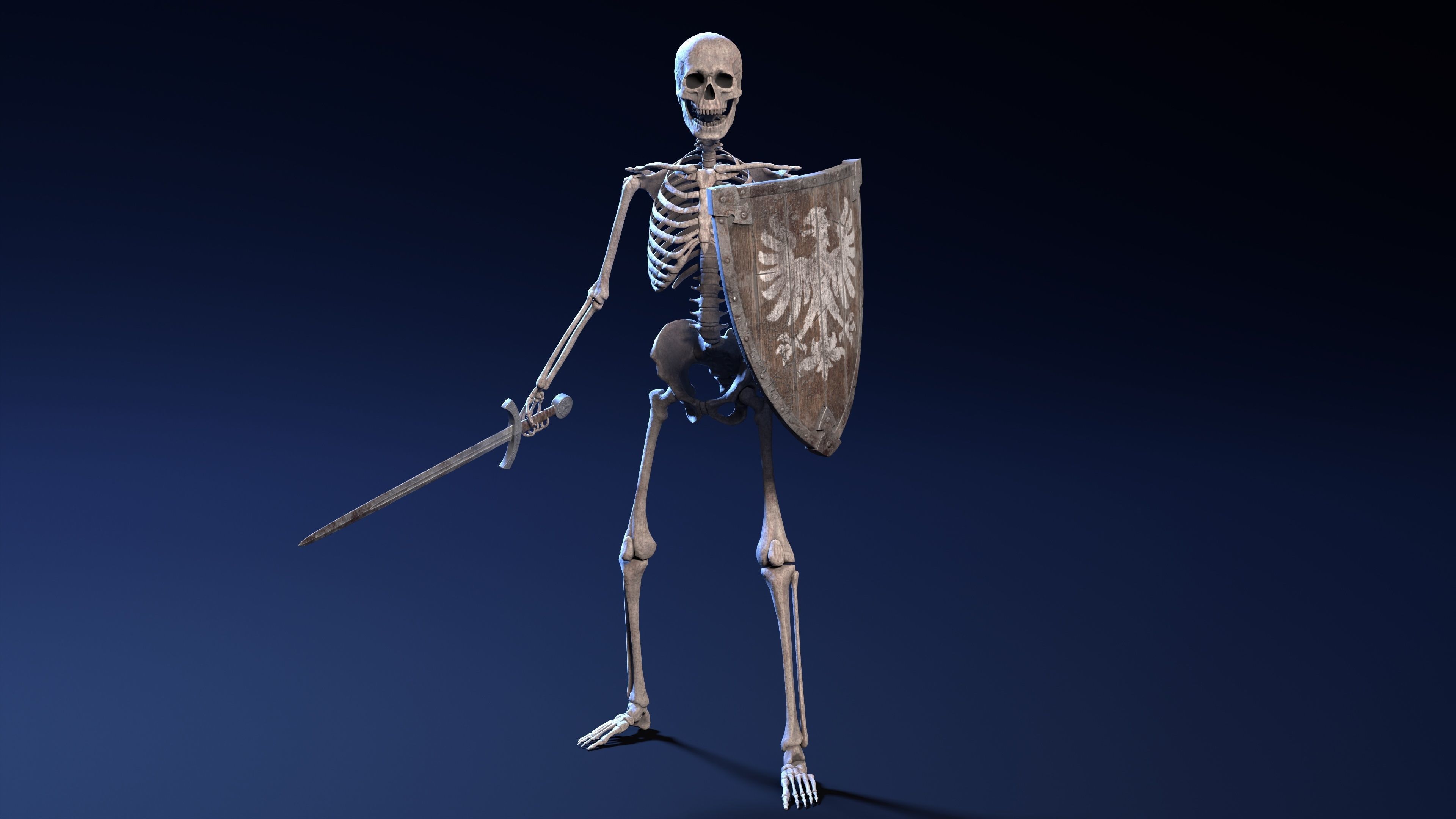 Skeleton Warrior - Game Ready Low-poly 3D model_10
